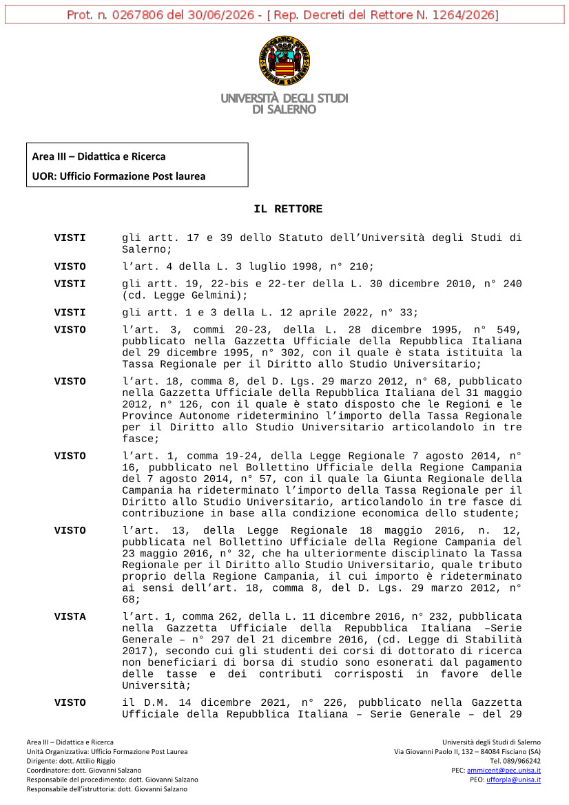 Bando di concorso DILLS XLII ciclo — a.a. 2026-2027